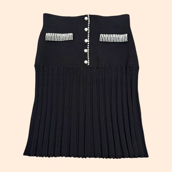 Sandro Pleated Knit Mini Skirt - Picture 1 of 7
